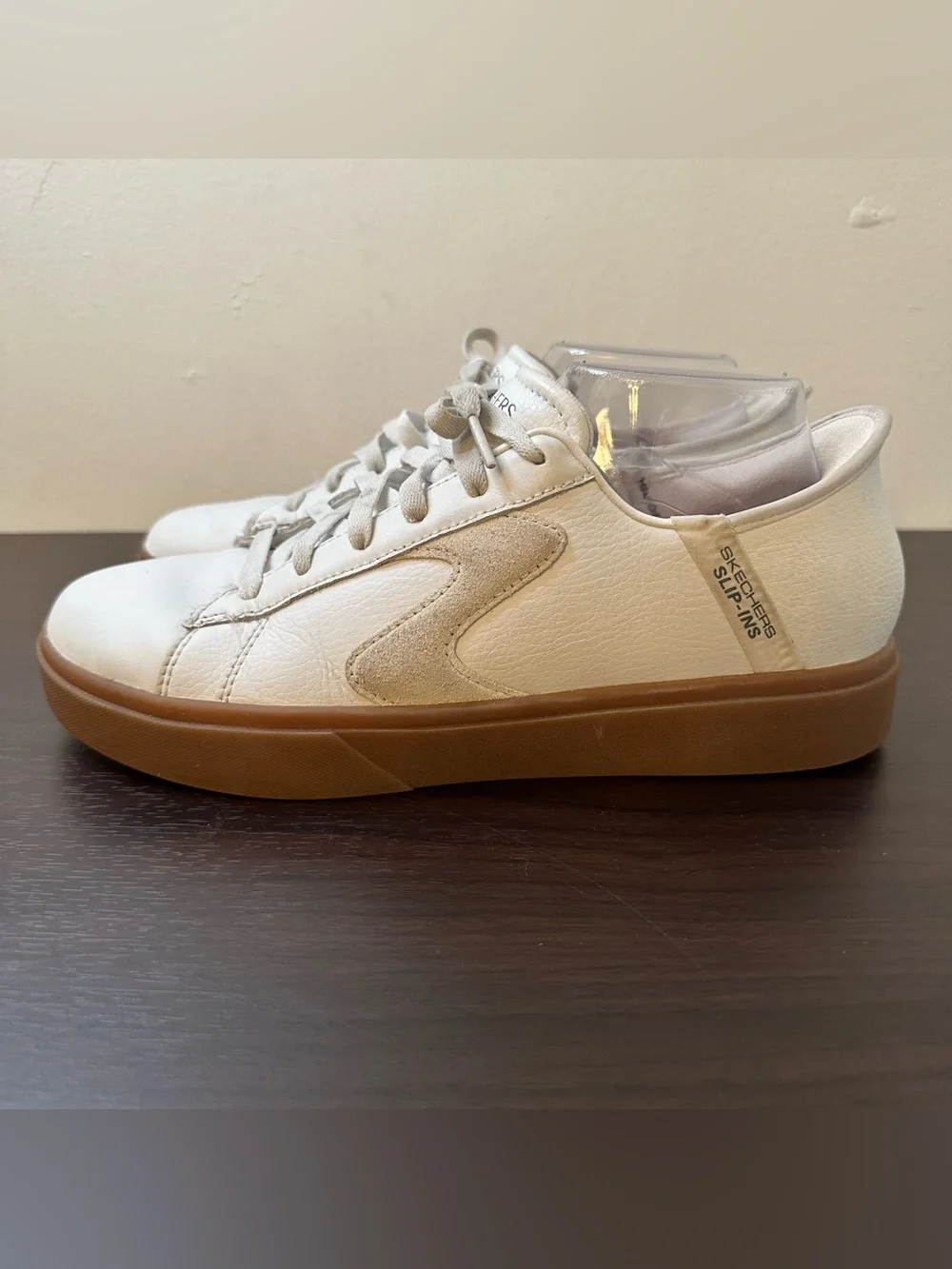 SKECHERS Eden LX Strando Hands-Free Slip-ins Lace-Up Sneakers White 8.5 Wide